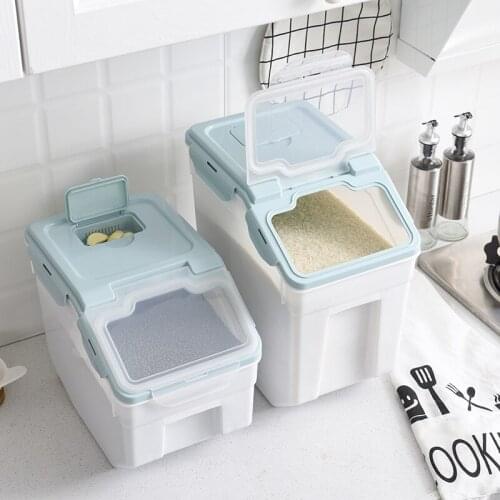 Kitchen Grain Sugar Flour Storage Box Plastic Moisture-Proof Rice Beans Container Bucket Sealed Rice Bucket Storage Box