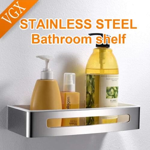 VGX Square Shower Storage Basket Shelf Bathroom Organizer Kitchen Accessories Hardware ABS Chrome Shelves Wall Mount S73432