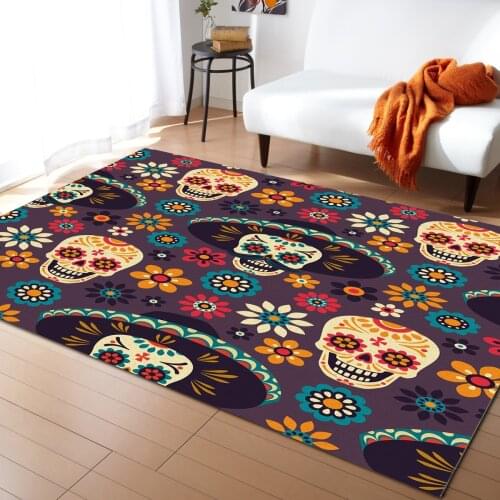 Mexico Skull And Crossbones Round Flowers Carpets for Bedroom Home Decor Carpets Kawaii Rugs and Carpets for Home Living Room