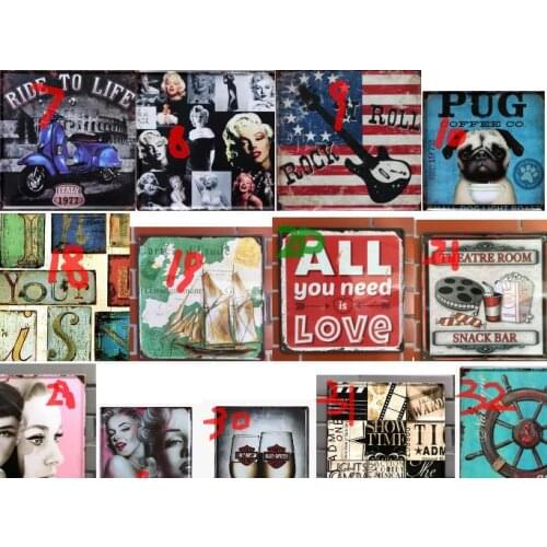 Retro metal wall sign tin plaque shabby chic kitchen picture poster home shop party background decor 30X30cm 30 styles for chose