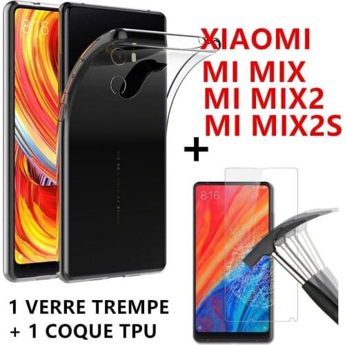 MI XIAOMI MIX2 MIX 2S MIX - COQUE TPU + FILM VERRE TREMPE VITRE ECRAN PROTECTION