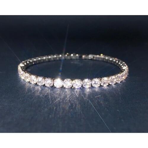 Trendy Bracelet 4mm AAAAA cz Stone White Gold Filled Party Wedding bracelets for women Men Chain Fine Jewelry