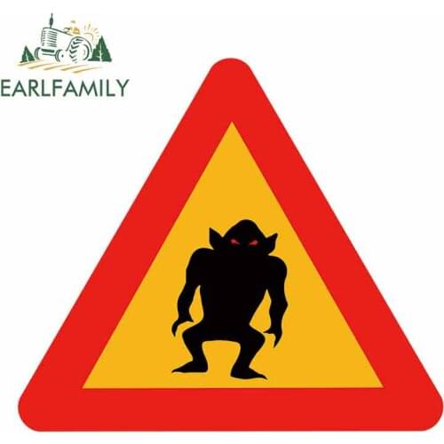 EARLFAMILY 13cm x 11.5cm for Warning Monster Fine Decal DIY Anime Decals 3D Car Stickers Waterproof Custom Printing Decoration