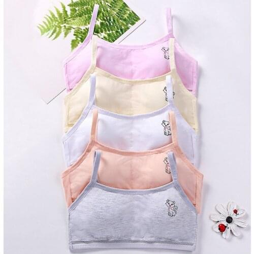 Cotton Girls Bras SummerTeen Underwear Thin Strap Teenager Training Bra for 8-16 Years Adolescente Underwear Soft Kids Vest