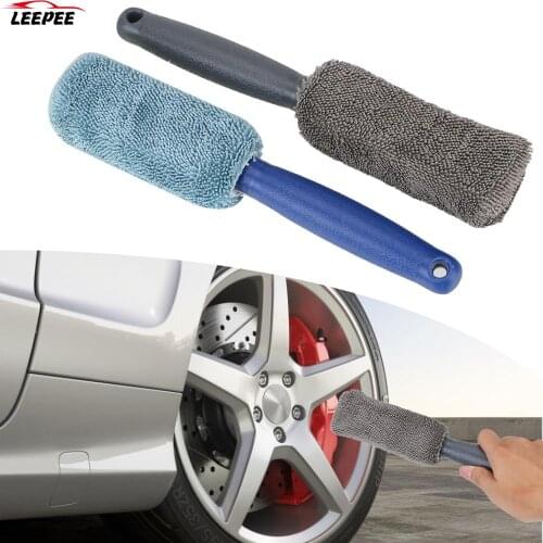 Wheel Rim Detailing Brush Auto Washing Cleaner Tools Car Wash Beauty Microfiber With Plastic Handle Car Wheel Tire Rim Brush