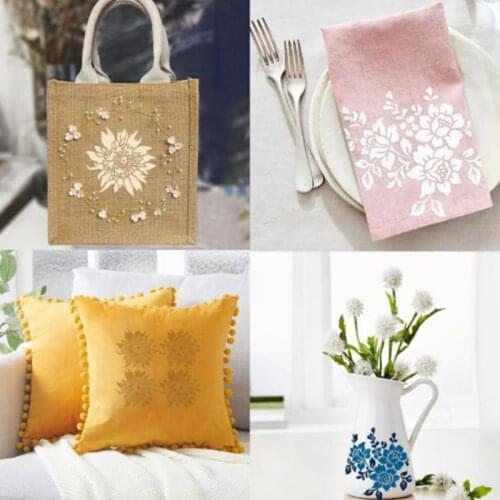 Panalisacraft 9Pcs 14*13cm Flowers DIY Layering Stencils Painting Scrapbook Coloring Embossing Album Decorative Card Template