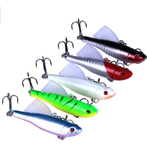 5PCS Vantage Balance VIB Ice Fishing Lure Wobbers Bait Silicone Artificial Bait 6.5cm 16.5g Lead Fish Soft Bait Treble Hook