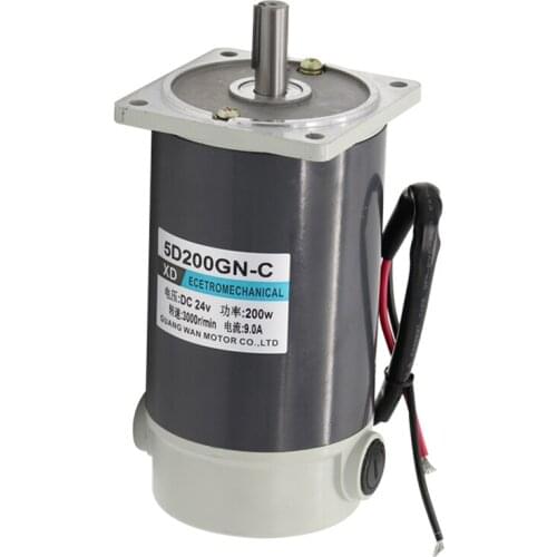 200W DC Geared Motor, 5D200GN-C 12V24V Geared Low Speed Motor, Micro Speed Adjustable Bidirectional Small Motor