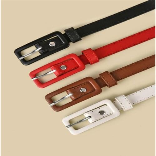 Multi-color Lady Slender Thin Belt Square Head Pin Buckle Women Waist Belt Elastic Waist Belt Candy Color Jeans Buckle Belt