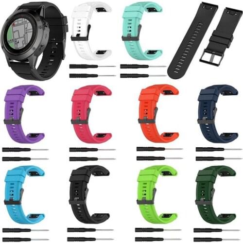 26mm Wristband Soft Silicone Classic Strap for Garmin Fenix 6X/fenix5X/fenix3 HR/D2 MK1 Descent Smart Tracker with Tool