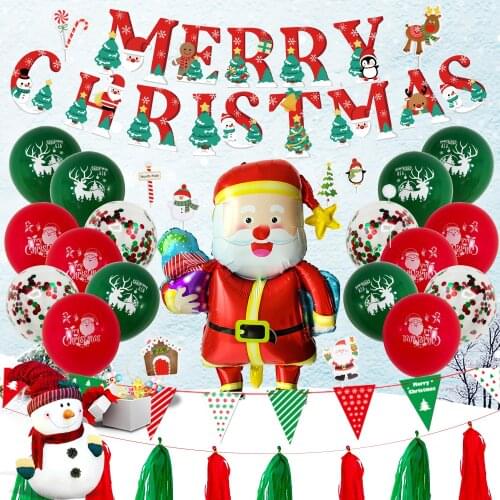 Christmas Balloons Red and Green Flags Aluminum Film Balloons Christmas Window Background Decoration Party Balloons Wholesale