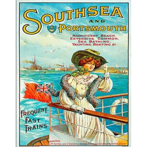 Southsea & Portsmouth-cartel de Metal de viaje, Retro, Vintage, cartel de estaño, placa de pared