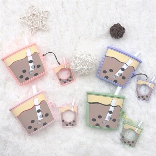 Cute 3D Milk Tea Cup Case For Apple Airpods Pro Bluetooth Earphone Box Protective Cover Wireless Headphone Soft Silicone Cases