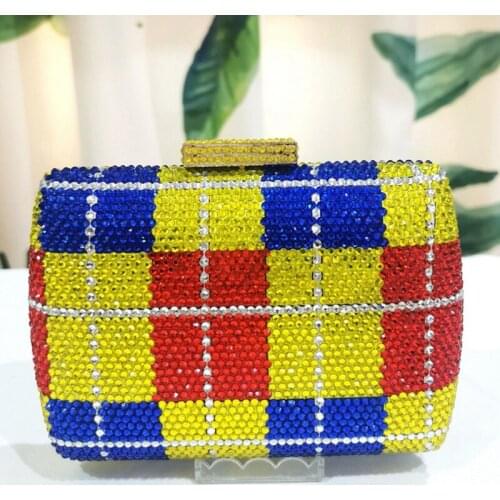 Blue/Yellow/Red/White 4 Colors Diamond Evening Clutch Bag Wedding Purse Best Gift Women’s Shoulder Party Purses And Handbags