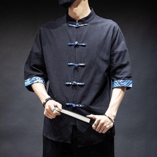 Traditional Chinese Clothing For Men Hanfu Ethnic Retro Tops Streetwear Mens Clothing Cheongsam Tang Suit Kung Fu Clothes 30617