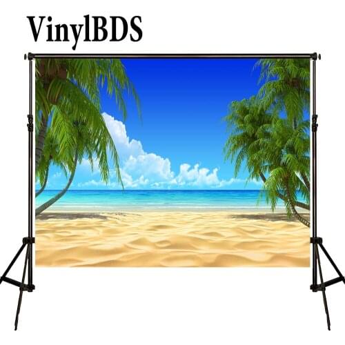 VinylBDS Scenery Summer Sea Photography Background Beach Backdrops Palm Trees Wedding Backdrop Nature Children Photo for Studio