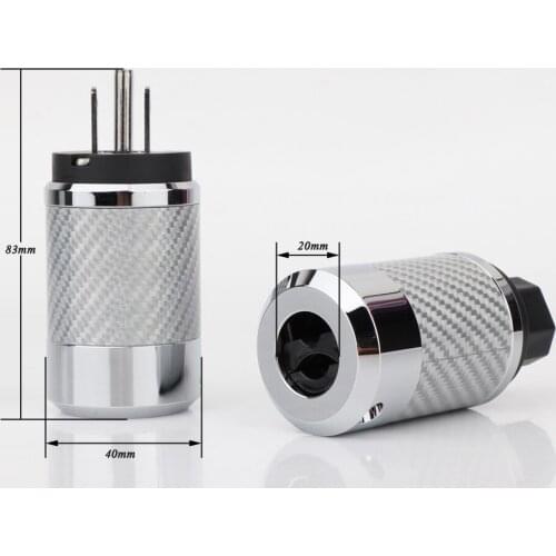 WCF4-R Hi-End Carbon Fiber Rhodium Plated With gasket US Power IEC Connector Female male Plug HIFI DIY Mains Power Plug