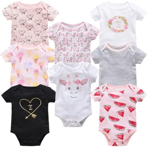 Funny Newborn Baby Girls Bosysuits Infant Cotton Short Sleeve Boy Baby Clothes Boys Girl Print Suit Born Crawling Baby 0-12M New
