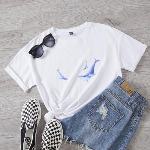 New Women Cotton T Shirt Harajuku Loose Pattern Graphic T-shirt Girls Student Streetwear Casual Lady Tops Tees Korean Clothes