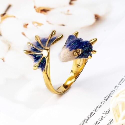 3D Enamel Glazed Dragon Rings For Women Gold Metal Cute Animal Knight Fire-breathing Dragon Open Finger Ring Bauge Gift