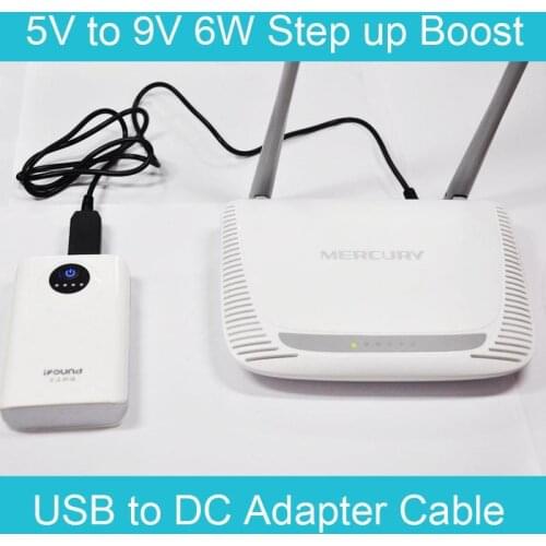 1M USB to DC 5V to 9V 6W Step up Boost Adatper Cable For Mobile Power bank Router LCD Screen UPS