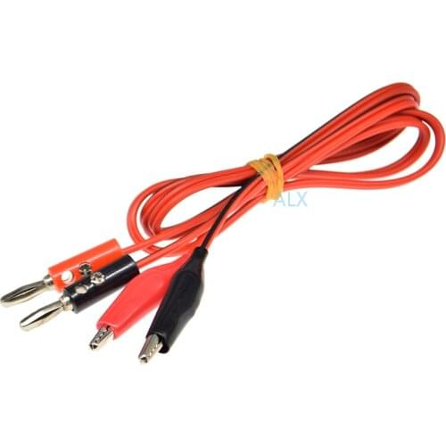 1PCS 1METER Double-ended RED and black Alligator clips to 4MM BANANA PLUG Probe cable Test Leads crocodile clips jumper wire
