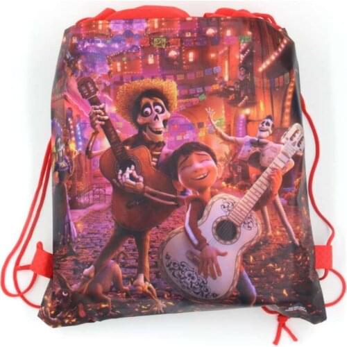 1pcs/lot Disney Cartoon Coco Birthday Event Party Non-woven Drawstring Gifts Snack Bags Coco Fabric School Backpacks Supplies