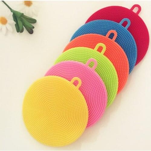 1pcs Silicone Dish Washing Brush Bowl Pot Pan Wash Cleaning Brushes Cleaner Sponge Scouring Pads Kitchen Accessories
