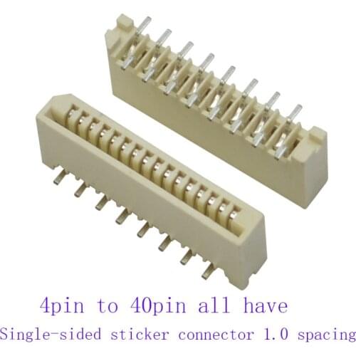 100Pcs FPC FFC 1mm 1.0mm Pitch 4 5 6 7 8 11 12 13 14 15 16 17 31 32 39 40 Pin Dual Contacts Straight DIP Ribbon Flat Connector