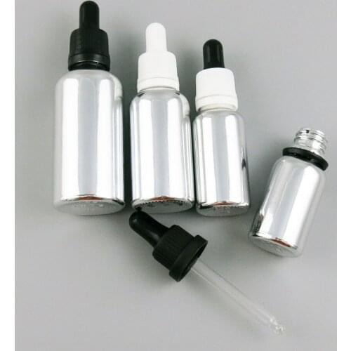 12 x New Design Refillable Empty Silver Glass Essential Oil Bottle With Tamper Evident Drop 5ml 10ml 20ml 30ml 50ml 100ml