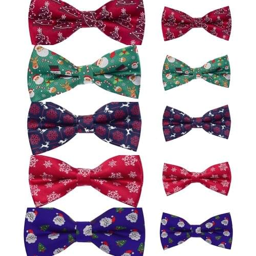 2Pcs/Set Parent-Child Christmas Bowties Christmas Bow Ties for Boys Family Men and Kids Father Mother Son Daughter Baby Children
