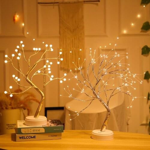 36/108 LEDS Night Light Copper Wire Bonsai Christmas Tree Light Gypsophila Lights Home Party Wedding Indoor Decor Night Light