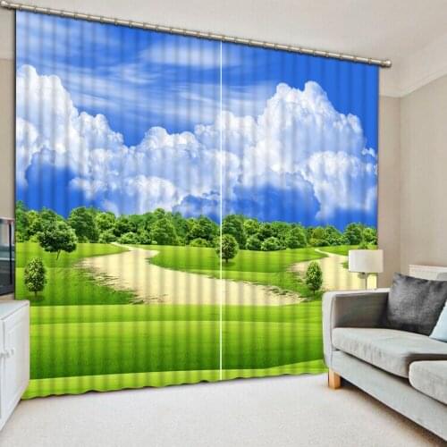 HD Blue sky and white clouds 3d Curtains Landscape Window Curtain Living room Bedroom 3d Curtain
