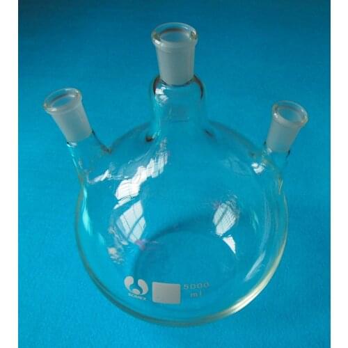 5000ml,24/40,3-neck,Flat Bottom,Glass Flask,5L,Three Necks,Lab Chemical Bottle