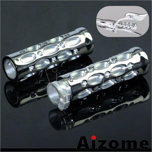 Universal Motorcycle 1" Hollow Grips 7/8" Handlebar Grips For Harley Honda Yamaha Suzuki Cafe Racer Cruiser Chopper Custom