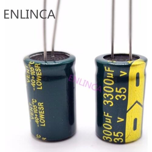 12pcs/lot H101 Low ESR/Impedance high frequency 35v 3300UF aluminum electrolytic capacitor size 16*25 3300UF35V 20