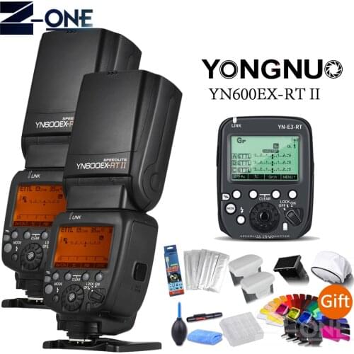 YONGNUO 2pcsYN-600EX-RT 2.4G Wireless HSS 1/8000s Master Flash Speedlite + YN-E3-RT Flash Trigger for Canon 5D MARK II III IV 6D