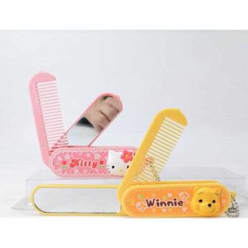 Disney Cartoon Winnie The Pooh Hellokitty Keychain Casual Comb Mirror Gashapon Toy Gril Friend Gifts