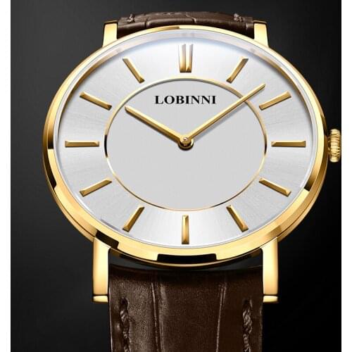 Switzerland Luxury Brand LOBINNI Man Watches 6 mm Ultra-thin Japan Quartz Couples Watch Sapphire Waterproof Couples Clock L3011M