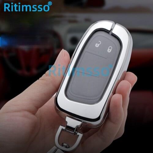 Zinc Alloy+Tpu Car Smart Key Case Cover For Dodge Ram 1500 Journey Charger Dart Challenger Durango For Fiat Jeep Key Ring Shell