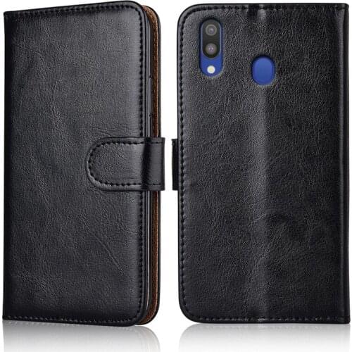 Luxury Flip Book Leather Case for Samsung Galaxy M20 M205 M205F SM-M205F Stand Wallet Phone Bags Cover with Strap