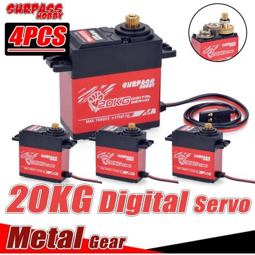 SURPASS HOBBY 4PCS 20KG Digital Servo Metal Gear Servos Waterproof for 1/8 1/10 RC Car Boat Duct Plane Airplane Robot Traxxas