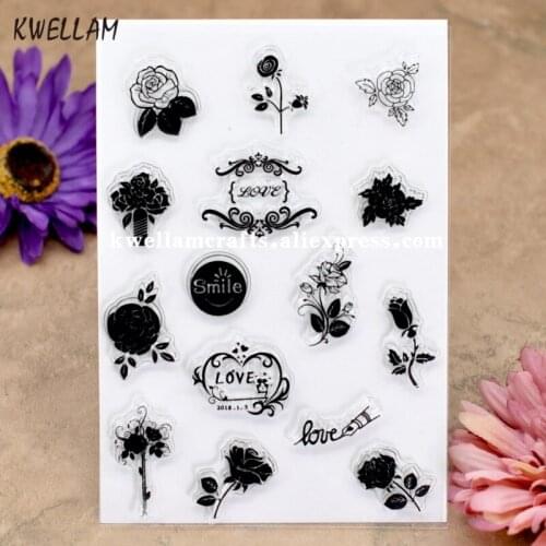 Flowers Rose Smile Love Heart Scrapbook DIY photo cards rubber stamp clear stamp transparent stamp 10x15m KW8013108