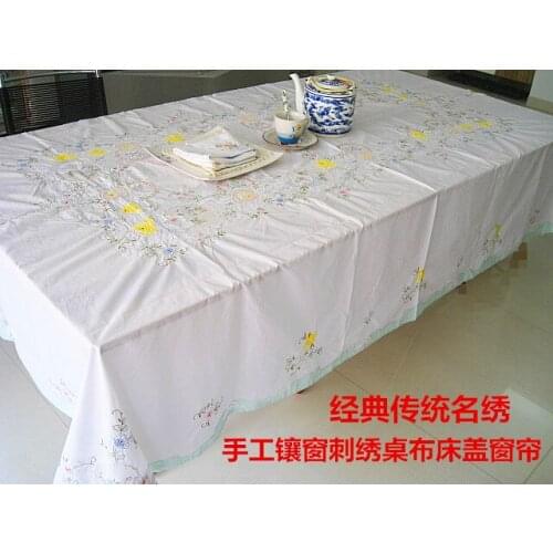 Export American table linen handmade embroidered curtains multi-purpose bed cover roses trade original list