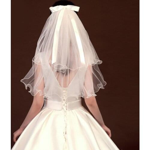 Short Tulle Wedding Veils Two Layer With Comb Cheap White Ivory Bridal Veil for Bride for Marriage Wedding Accessories