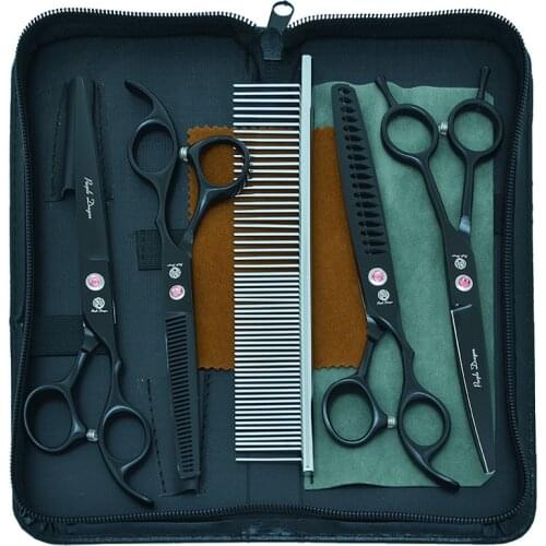 Purple Dragon 7.0" Dog Grooming Scissors Stainless Steel Pet Cutting Shears Thinning Tijeras Puppy Animals Curved Scissor B0034B