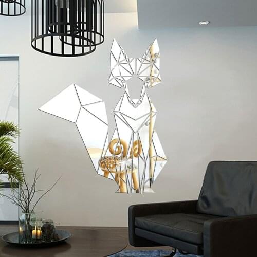 Geometric Pattern Splicing Fox Acrylic Stickers Wall Sticker Living Room Decor Home Decoration Accessories