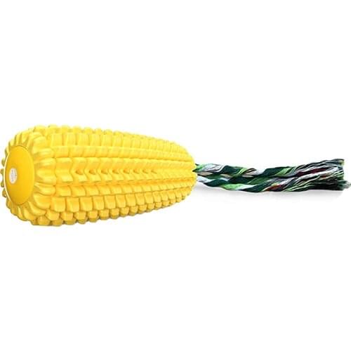 Corn Shaped Squeaky Dog Toy Dog Supplies Chewing Cotton Rope Cleaning Molar Toy Yellow