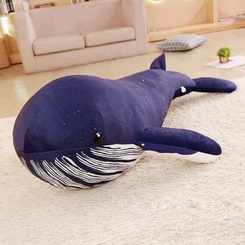 60/80/100cm Blue Whale Plush Toy Stuffed Animal Shark Pillow Accompany Sleep Doll Newborn Baby Bedroom Decor Kids Girls Gifts