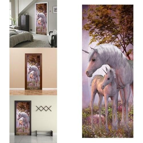 JX-LCLYL 770mmx2000mm PVC Unicorn Self Adhesive Sticker Mural DIY Wall Stickers Bedroom Door Decal